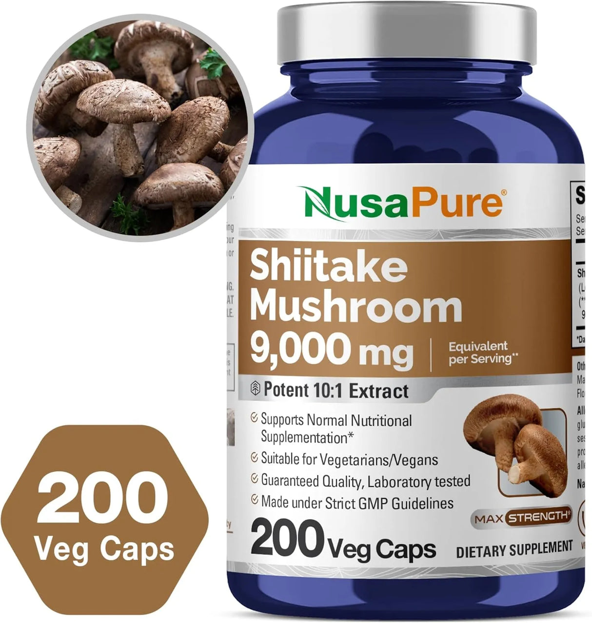 NUSAPURE - NusaPure Shiitake Mushroom 10:1 Extract 9,000Mg. 200 Capsulas - The Red Vitamin MX - Suplementos Alimenticios - {{ shop.shopifyCountryName }}