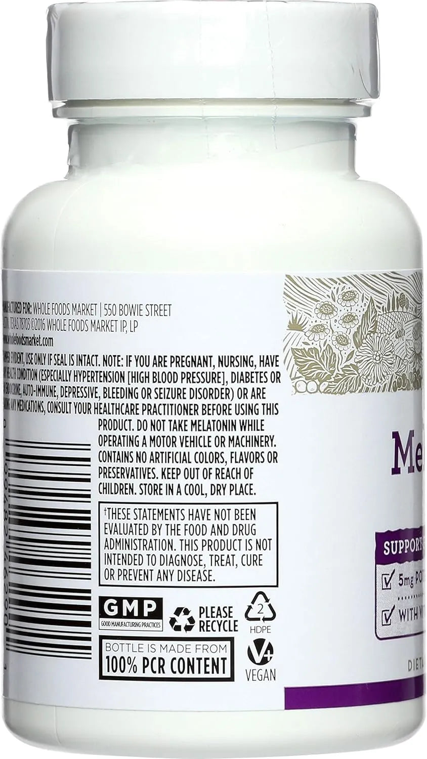 365 - 365 by Whole Foods Market Melatonin 5Mg. 60 Tabletas - The Red Vitamin MX - Suplementos Alimenticios - {{ shop.shopifyCountryName }}