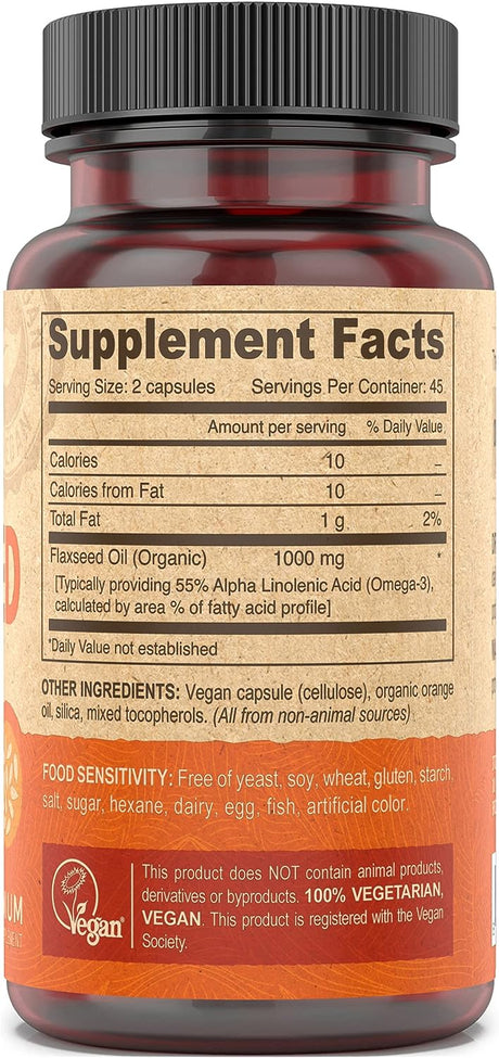 Deva Organic Vegan Vitamins Flax Seed Oil 180 Capsulas