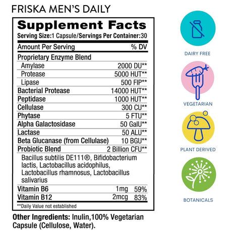 FRISKA Men’s Daily Digestive Enzyme 30 Capsulas