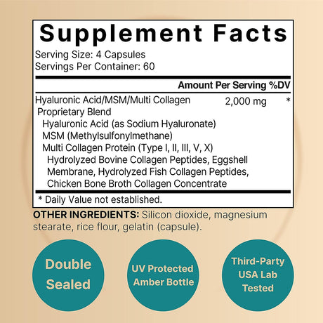 NatureBell Hyaluronic Acid Supplements 2000Mg. 240 Capsulas