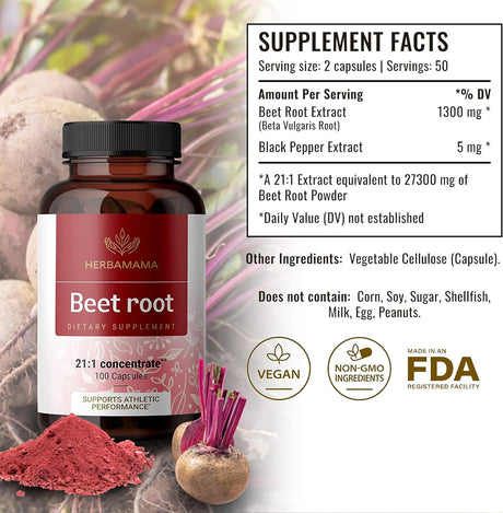 HERBAMAMA Beet Root 21:1 Concentrate 100 Capsulas