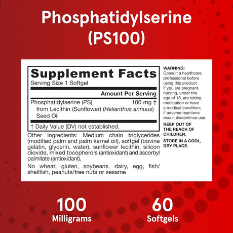 Jarrow Formulas PS100 Phosphatidylserine 100Mg. 60 Capsulas Blandas