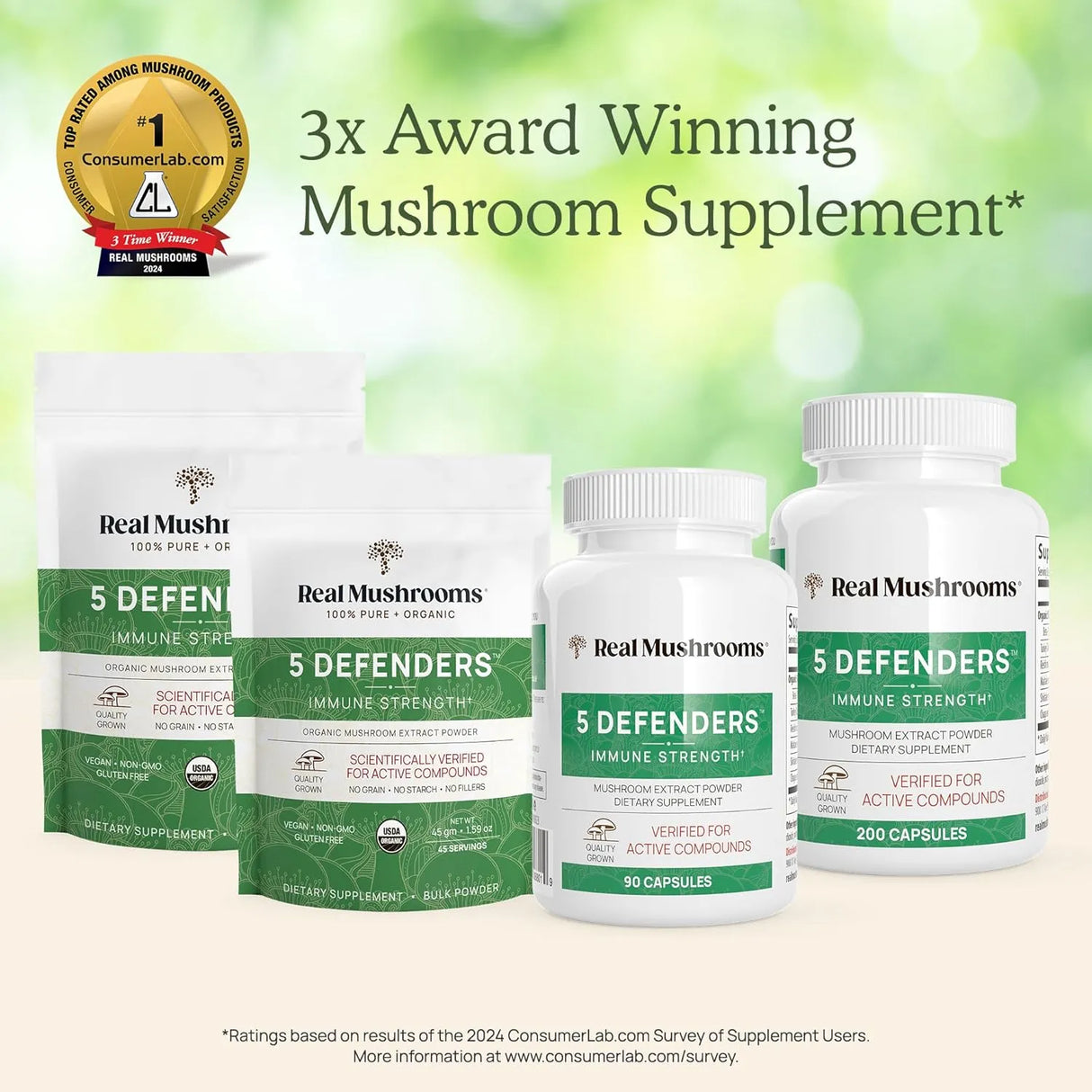 REAL MUSHROOMS - Real Mushrooms 5 Defenders 200 Capsulas - The Red Vitamin MX - Suplementos Alimenticios - {{ shop.shopifyCountryName }}