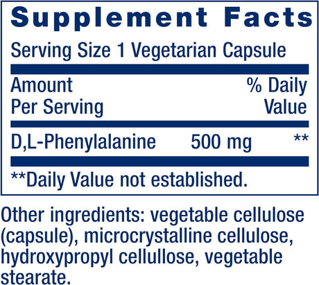 Life Extension D, L-Phenylalanine 500Mg. 100 Capsulas