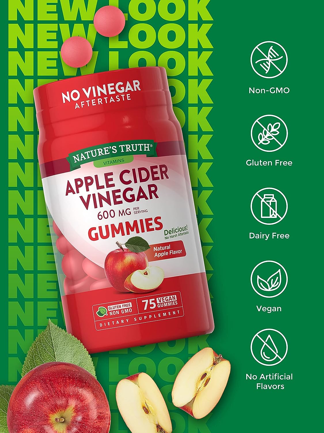 Nature's Truth Apple Cider Vinegar Gummies 600Mg. 75 Gomitas