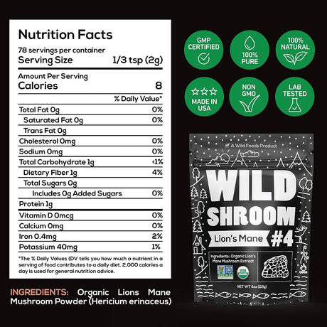 Wild Foods Lion's Mane Mushroom Extract 113Gr.