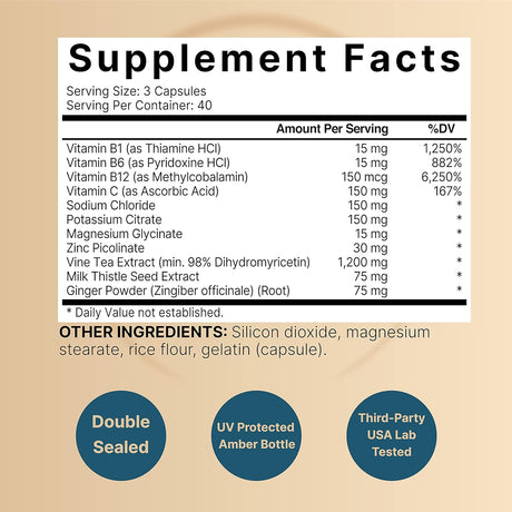 NatureBell Rehab Dihydromyricetin (DHM) 98% 120 Capsulas