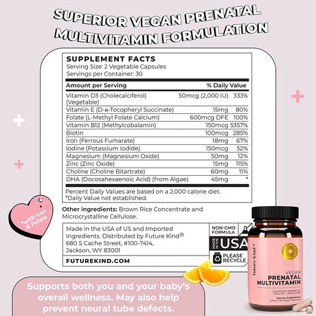 Future Kind Vegan Prenatal Vitamin 60 Capsulas