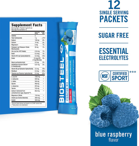 BioSteel Hydration Mix Blue Raspberry 12 Paquetes