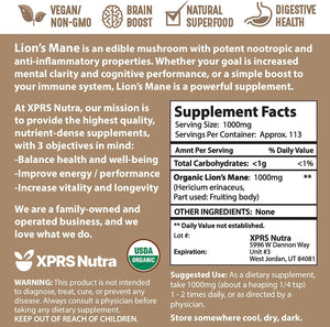 XPRS Nutra Organic Lion's Mane Powder 113Gr.