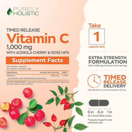 Purely Holistic Vitamin C 1000Mg. 365 Capsulas