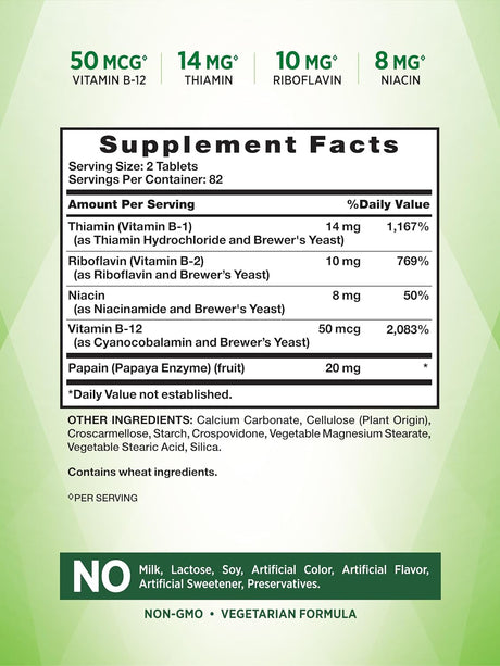 Nature's Truth Vitamin B Complex Plus B12 165 Tabletas