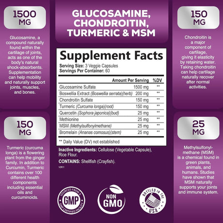 Health Nutrition Naturals Glucosamine Chondroitin 180 Capsulas