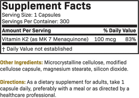 Futurebiotics Vitamin K2 as MK-7 100mcg 300 Capsulas