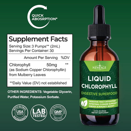 New Age Chlorophyll Liquid Drops 60Ml. 4 Pack