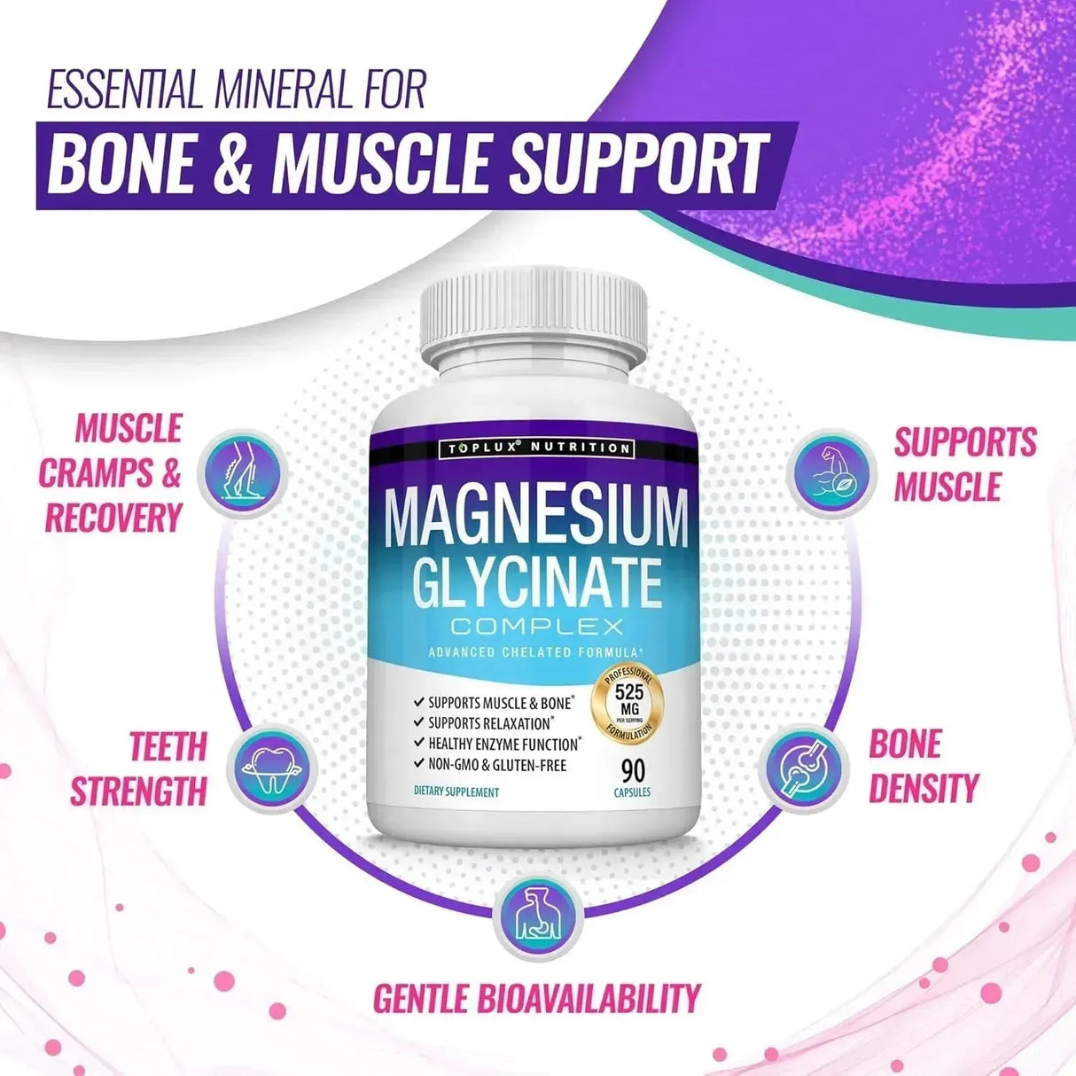 TOPLUX - Toplux Magnesium Glycinate Complex 525Mg. 90 Capsulas - The Red Vitamin MX - Suplementos Alimenticios - {{ shop.shopifyCountryName }}