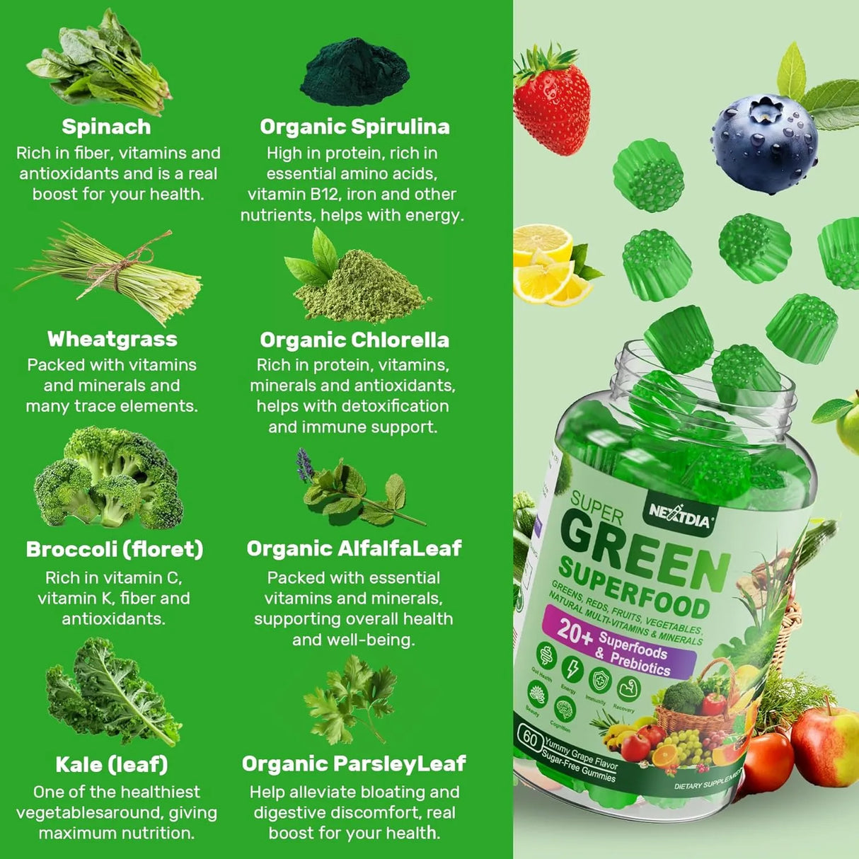 NEXTDIA - Nextdia Super Greens Gummies 60 Gomitas 2 Pack - The Red Vitamin MX - Suplementos Alimenticios - {{ shop.shopifyCountryName }}