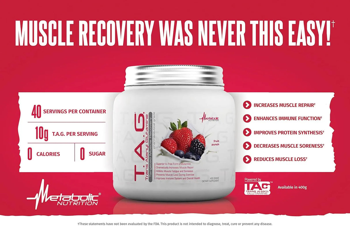 METABOLIC NUTRITION - Metabolic Nutrition TAG Trans Alanyl Glutamine 40 Servicios 400Gr. Blue Raspberry - The Red Vitamin MX - Suplementos Alimenticios - {{ shop.shopifyCountryName }}