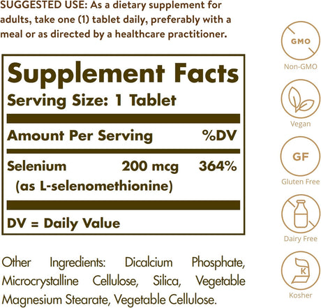 Solgar Yeast-Free Selenium 200mcg 100 Tabletas
