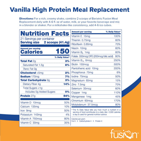 Bariatric Fusion Vanilla High Protein Meal Replacement Shake 869.4 Gr