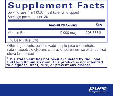 Pure Encapsulations B12 5,000 Liquid 30Ml.