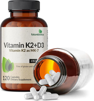 FUTUREBIOTICS - Futurebiotics Vitamin K2 MK7 with D3 120 Capsulas - The Red Vitamin MX - Suplementos Alimenticios - {{ shop.shopifyCountryName }}