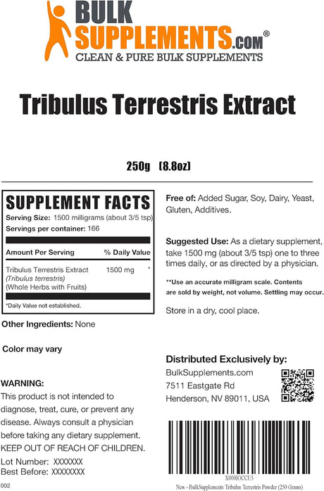 BulkSupplements Tribulus Terrestris Extract Powder 250Gr.