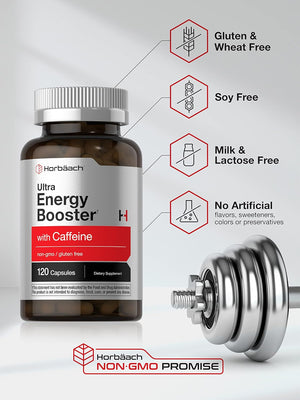 Horbaach Ultra Energy Booster with Caffeine & Vitamin B12 120 Capsulas