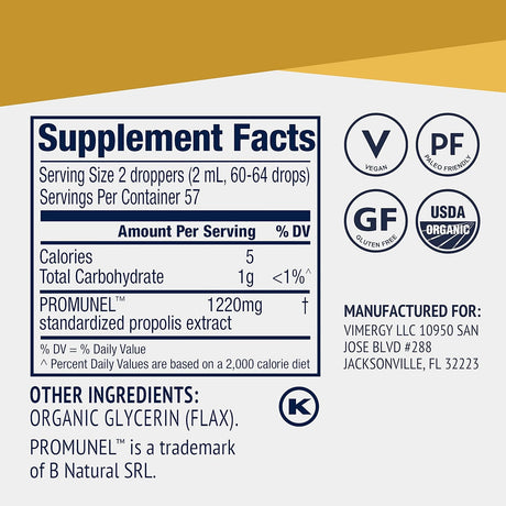 Vimergy PropolisPure USDA Organic Propolis Liquid Extract 115Ml.