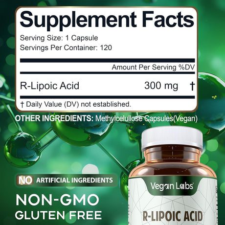 Vegan Labs R-Lipoic Acid 300Mg. 120 Capsulas