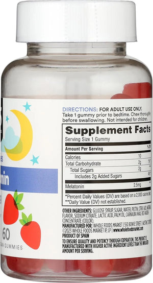 365 - 365 by Whole Foods Market Melatonin Gummy 2.5Mg. 60 Gomitas - The Red Vitamin MX - Suplementos Alimenticios - {{ shop.shopifyCountryName }}
