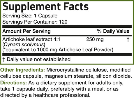 Bronson Artichoke Leaf Extract Extra Strength 120 Capsulas
