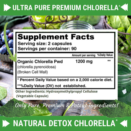 Fresh Healthcare Premium Chlorella Supplement 1200Mg. 180 Capsulas