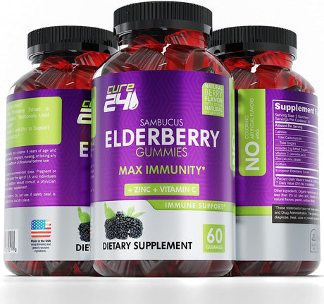 Cure24 Sambucus Natural Elderberry Gummies 60 Gomitas