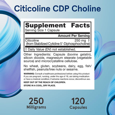 Jarrow Formulas Citicoline CDP Choline 250Mg. 120 Capsulas