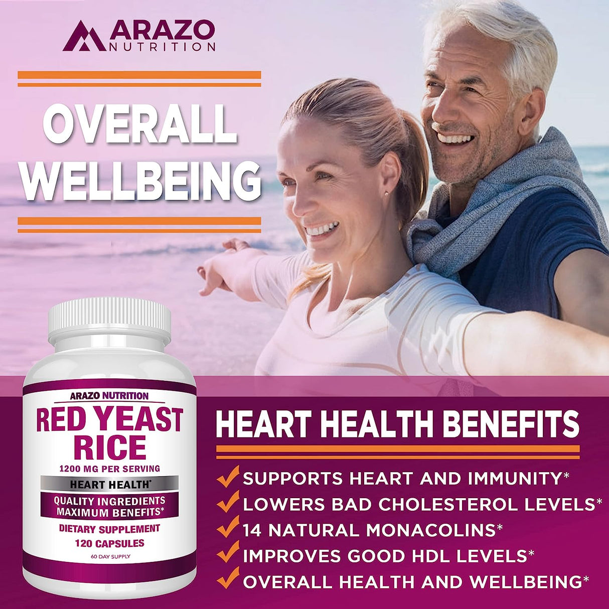 Arazo Nutrition Red Yeast Rice Extract 1200Mg. 120 Capsulas