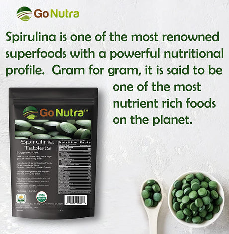 Go Nutra Organic Spirulina Tablets 3000Mg. 720 Tabletas