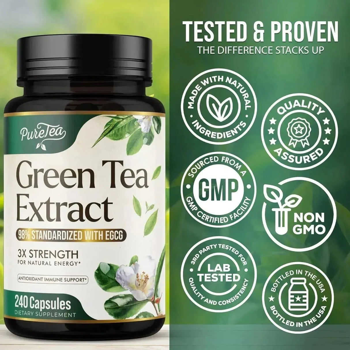 PURETEA - PureTea Green Tea Extract 1000Mg. 240 Capsulas - The Red Vitamin MX - Suplementos Alimenticios - {{ shop.shopifyCountryName }}