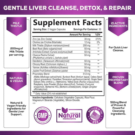 Health Nutrition Naturals Liver Cleanse Detox & Repair Formula 60 Capsulas