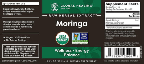 Global Healing Center Organic Moringa Oleifera Extract 2 Fl. Oz.