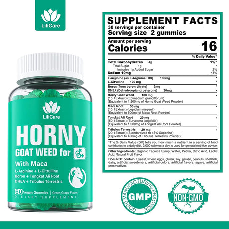LiliCare Horny Goat Weed Gummies with Maca 120 Gomitas