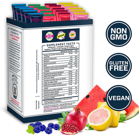 Key Nutrients Electrolytes Variety Pack - Pink Lemonade/Blue Raspberry/Watermelon/Cherry-Pom 20 Paquetes