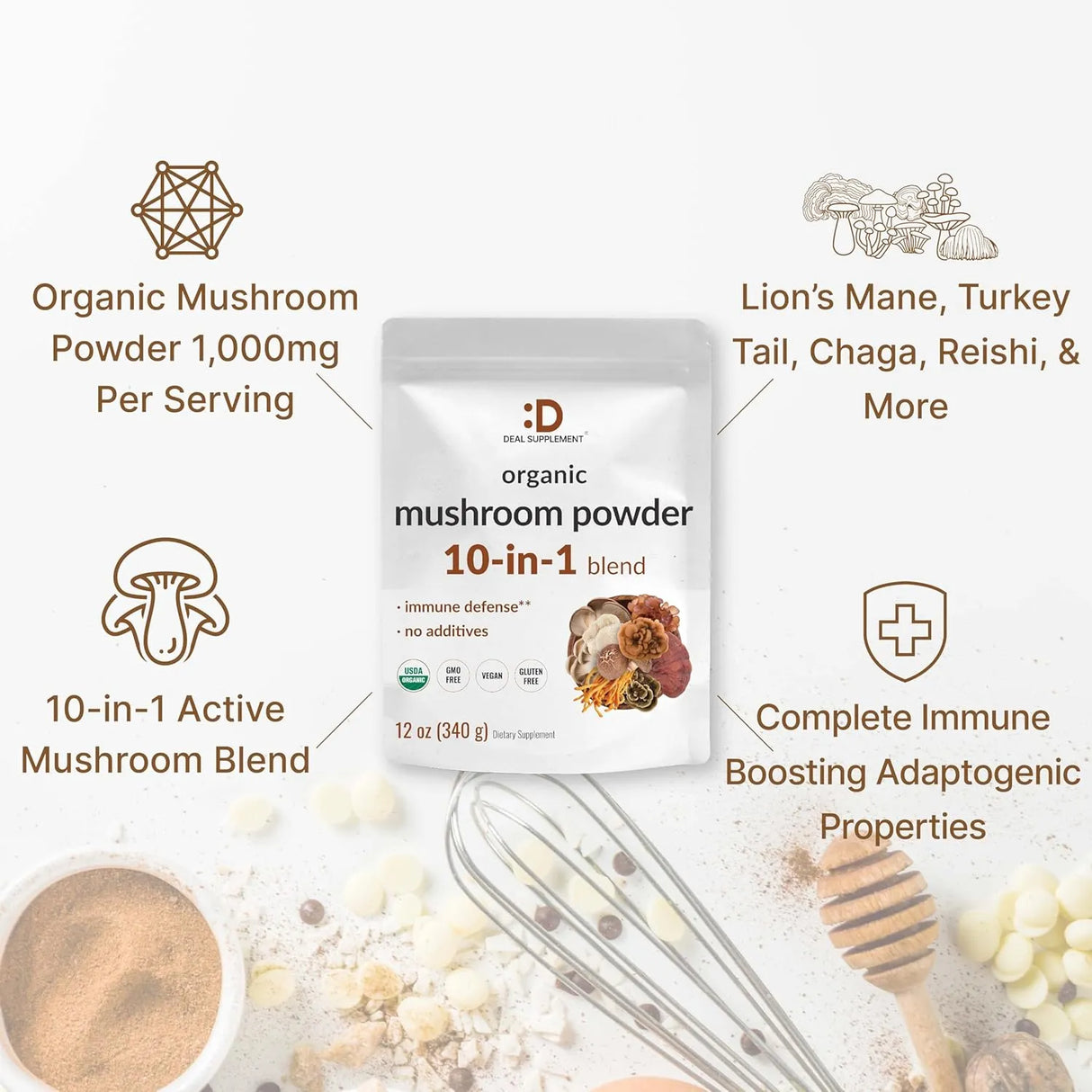 DEAL SUPPLEMENT - DEAL SUPPLEMENT Organic Mushroom Powder 340Gr. - The Red Vitamin MX - Suplementos Alimenticios - {{ shop.shopifyCountryName }}