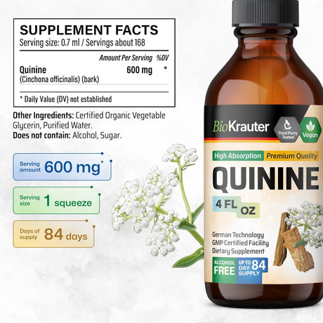 Bio Krauter Quinine Leg Cramps Relief Liquid Extract 4 Fl.Oz.
