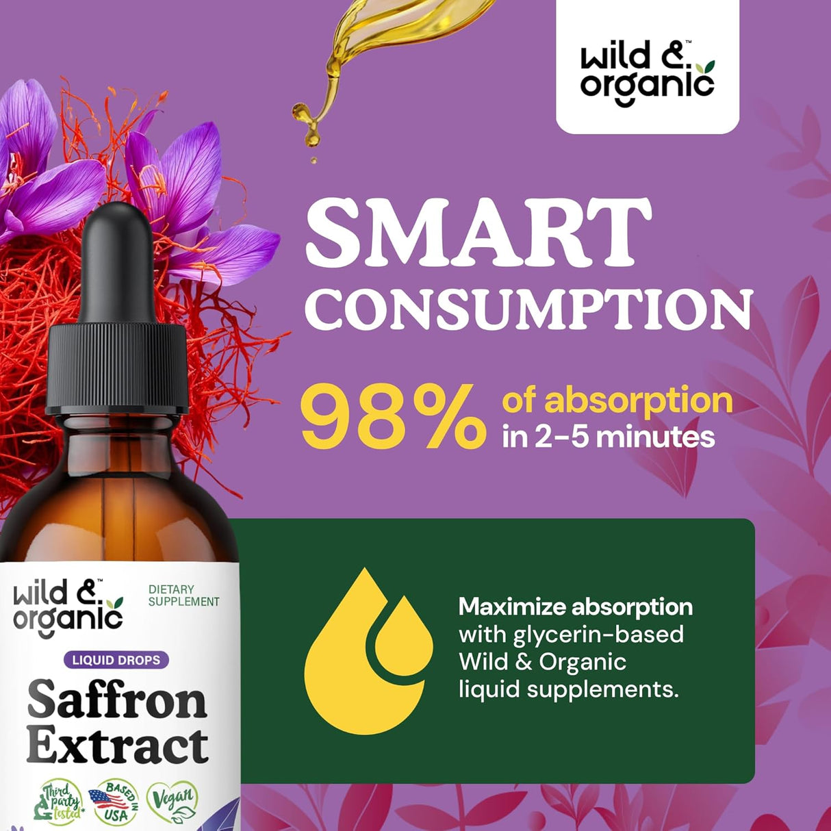 Wild & Organic Saffron Tincture 88.5Mg. 2 Fl.Oz.