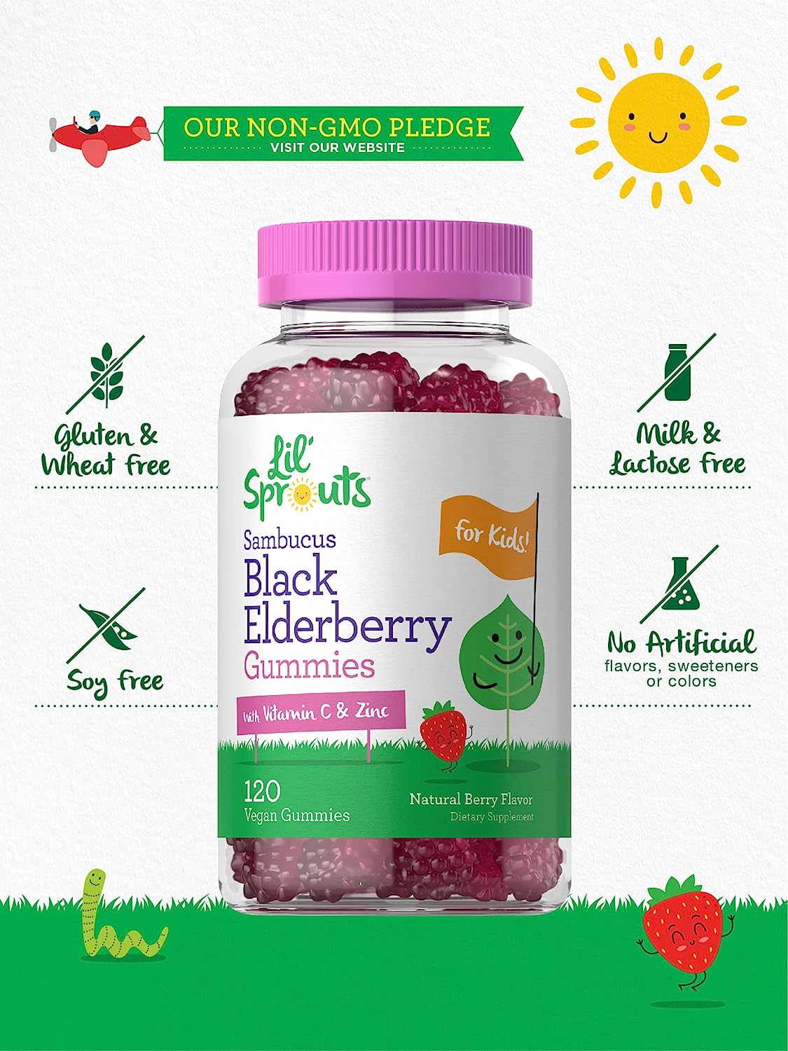 Lil' Sprouts Elderberry Gummies for Kids 120 Gomitas