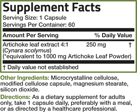 Bronson Artichoke Leaf Extra Strength 60 Capsulas