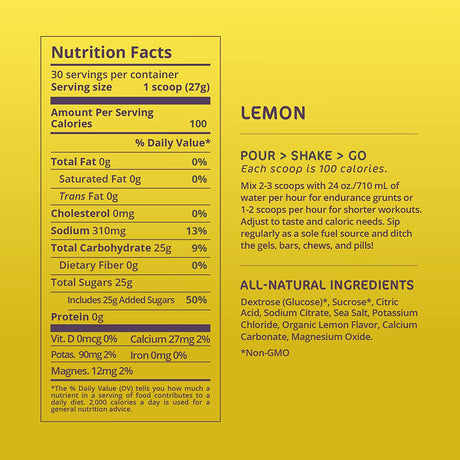 Tailwind Nutrition Endurance Fuel Lemon Hydration Drink Mix 30 Servicios