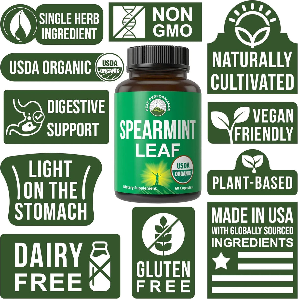 PEAK PERFORMANCE - Peak Performance Spearmint Leaf 60 Capsulas - The Red Vitamin MX - Suplementos Alimenticios - {{ shop.shopifyCountryName }}